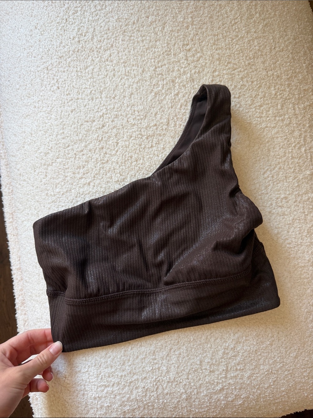 lululemon athletica One-Shoulder Ribbed Bralette in Dark Brown